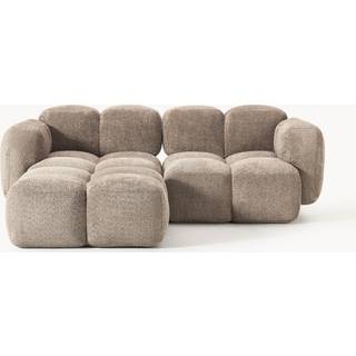 Modulært sofa Tayla (3-personers) i Teddy-Bouclé med skammel (venstre/højre)