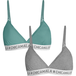 Meisjes 2-pack Triangle Top Effen