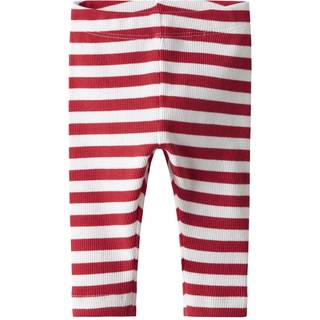 Name It Leggings Hvid Med Røde Striper - Str. 1m 56cm