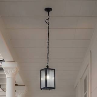 Lindby udendørs hængelampe Bolgar, sort, metal, glas