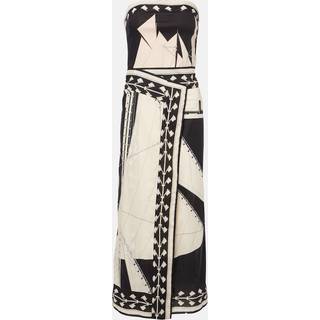 Johanna Ortiz Printed strapless midi dress - beige - M