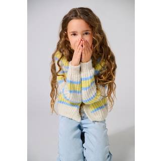 Kids Only Birch/lima Bean Stribet Oversized Åben Strikcardigan