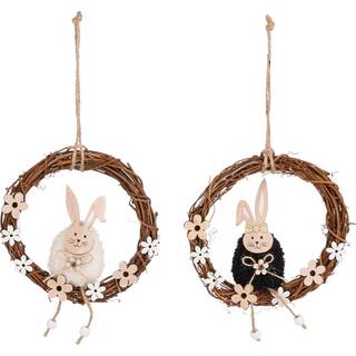 Påskekrans med kanin 14 cm i dia -Sort kanin