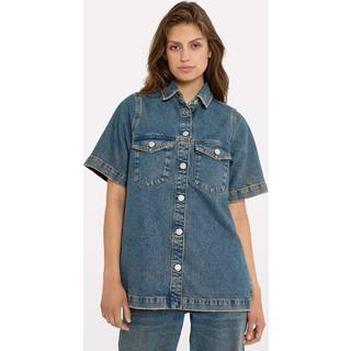 Envii - Enmass Ss Shirt - Bluser og skjorter til kvinder - Tinted Blue - 38