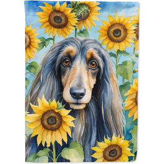 Caroline's Treasures DAC6001CHF Afghansk hund i solsikker Husflag Stor veranda?rme stang Dekorativ udend?rs g?rd Banner Kunstv?rk V?gh?ngende Pol