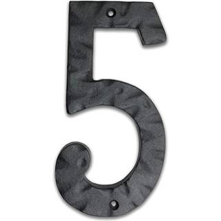 Nach House -numre til udenfor 6 tommer sort adressenumre til hus - nummer 5 - Rustikke numre til udenfor med monteringshardware