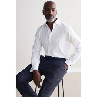 Next White Slim Fit Signature Textured 100% Egyptian Cotton Trimmed Shirt