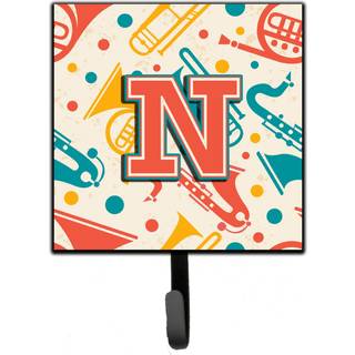 """" Caroline's Treasures CJ2001-NSH4 Letter N Retro Teal Orange Musical Instruments initial snor eller nøgleholder lille multicolor """"
