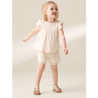 Angel & Rocket Angel & Rocket Cream Kinsley Crochet 100% Cotton Top And Shorts Set