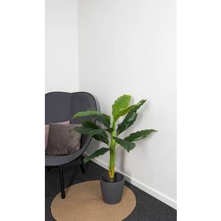 Kunstig Bananplante - Højde 100 cm - 1 stammet med grønne blade - Kunstig gulvplante