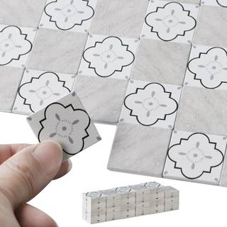 Iland Dollhouse Flooring på 1/12 skala 1/6 skala Miniature Dollhouse tilbehør 115stk dobbeltsidet dukkehus gulvfliser (fransk hvid blomster og gr