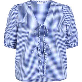 VILA Visonja S/S Tie Top Mazarine Blue Checks:white Che 40