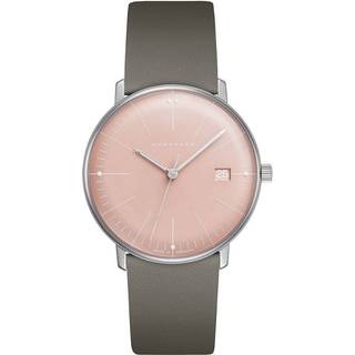 Junghans 47/4555.02 max bill Damenuhr mit Lederband Grau/Rosa