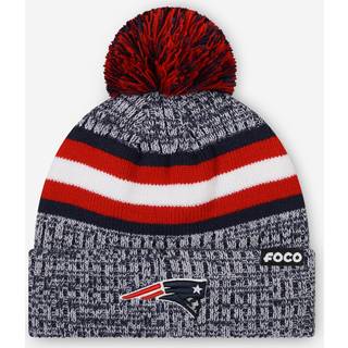 FOCO New England Patriots NFL Logo Heather Stripe Pom Beanie Hat Team Color