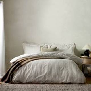 Yard Yard Mole Brown Hebden Striped 100% Cotton Duvet Cover and Pillowcase Set