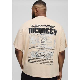 Mens Stone Plus Oversized Disney Cars Wash License Print T-shirt