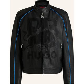 HUGO x RB-læderjakke med slim fit og meshlogo