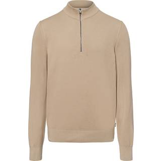 BOSS Ebrando Quarter Zip Knit Jumper Beige
