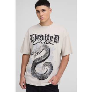 Mens Stone Oversized Limited Edition Snake Print T-Shirt