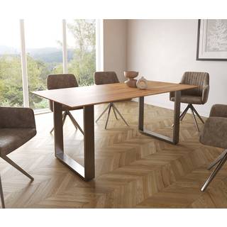 Esstisch Edge 180x90 Akazie Natur Edelstahl Schmal Schweizer Kante