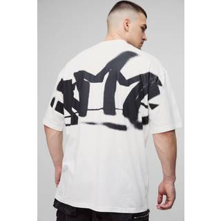 Mens White Tall Oversized Homme Graffiti Print Large Scale T-Shirt