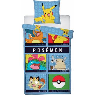 Pokémon sengetøj - 140x200 cm - Pikachu 2-i-1 sengesæt - Dynebetræk i 100% bomuld