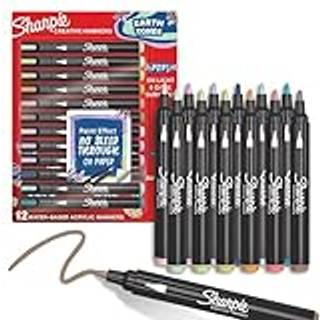Sharpie Creative Akryl Paint Marker | Jordfarver | Bullet spids | Assorterede Farver | 12 Stk