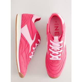Next Coral Pink Panel Detail Lace-Up Trainers