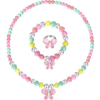 Piger glitter sommerfugl smykkes?t - sm?b?rn sommerfugl halsk?de piger foregiver plasy leget?j smykkeskrin s?t med perle halsk?de armb?nd og ring