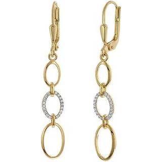 trendor 28077 Damen-Ohrringe 925 Silber Vergoldet Zirkonia Ohrhänger