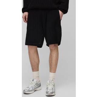 Mens Black Tall Open Stitch Relaxed Basketball Shorts