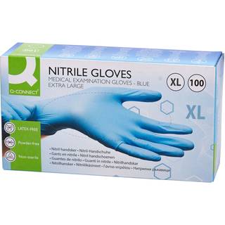 Q-connect nitrilhandsker str. XL blå 100stk