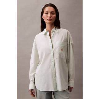 Oversized Cotton Poplin Shirt - Blue - L