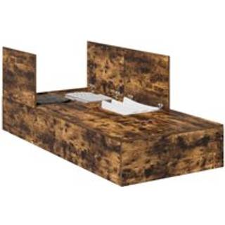 Sengestel Med Opbevaring Røget Eg 90 X 200 Cm Konstrueret Træ