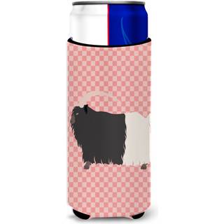 """"Caroline's Treasures Welsh Black-Necked Goat Pink Check Dekorative Can Hugger Slim Multicolor""""