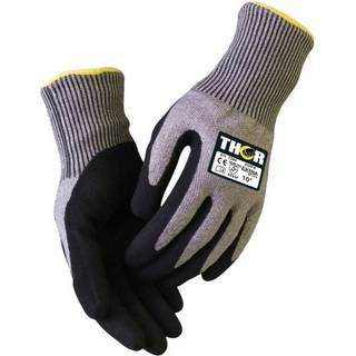THOR Cut F skærehæmmende strikhandske str.7 nitril ribkant grå