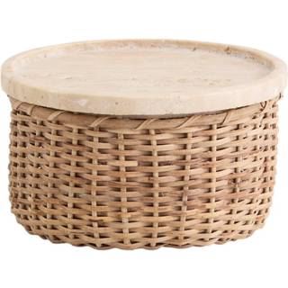 ARICA - Kurv m. Låg - Rattan/Travertin - H:9xØ:15cm