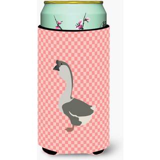 """"Caroline's Treasures African Goose Pink Check Dekorative Can Hugger Tall Boy Multicolor""""
