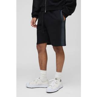 Mens Charcoal Relaxed Mid Length Washed Seam Shorts