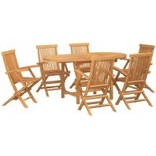 Have Spisebordssæt 7 Dele Brun 160 X 80 X 75 Cm Massivt Teaktræ