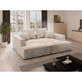 3-personers sofa med dybt sæde i beige fløjl PINETA