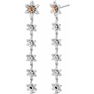 Nature's Wonder Sterling Silver Daffodil Drop-Hoop Earrings
