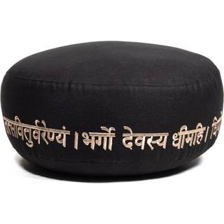 Yogi & Yogini Meditationspude m. boghvedeskaller i Sort, Gayatri mantra - 33 x 17 cm.