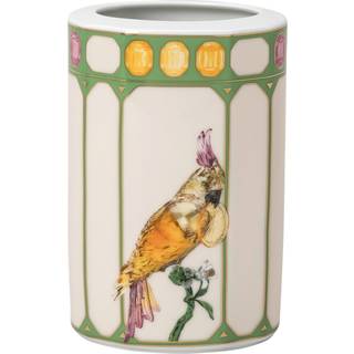 Idyllia Vase, Porzellan, Kristallines Printmotiv, Kakadu, Klein, Mehrfarbig