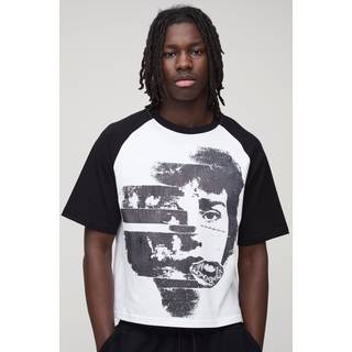 Mens White Regular Fit Short Sleeve Raglan T-Shirt