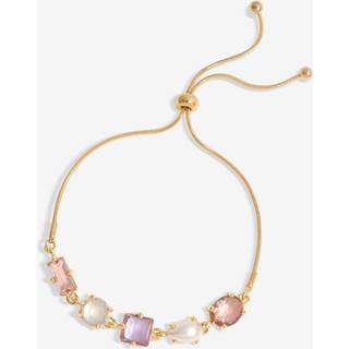 Mood Mood Gold Tone Romantic Crystal And Pearl Mixed Stone Toggle Bracelet