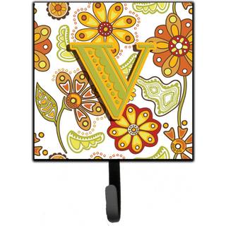 """" Caroline's Treasures CJ2003-VSH4 Letter v Floral Mustard og Green Leash eller Key Holder Small Multicolor """"