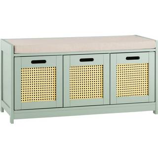 SoBuy Skobænk med Hylde og Kurv, Grøn