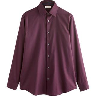 Next Burgundy Red Regular Fit Signature 100% Cotton with Textured Smart Shirt