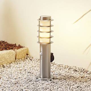 Sokkellampe Hanja Lindby, dæmpbar, Aluminium/grå/zink, Rustfrit stål, Moderne